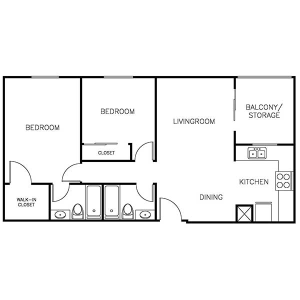2 Bedroom floor plan layout 1