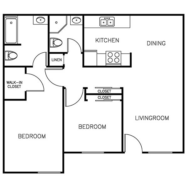 2 Bedroom floor plan layout 2