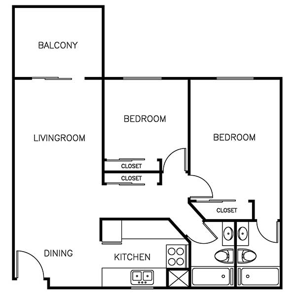 2 Bedroom floor plan layout 3
